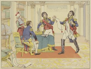 Napoleon belønner marskalk Lefevre ved å gjøre sin hertug av Danzig etter at han erobret byen fra prøysserne, 24. mai 1807 av Onfray de Breville Job