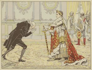 Om morgenen da han ble kronet, så Napoleon notaren til Josephine, og sa til ham og ler: Vel, Maitre Ragideau, her er kappen! Og her er sverdet! av Onfray de Breville Job