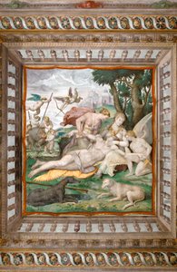 Adonis død fra taket på Room of Adonis, Rocca dei Rossi, San Secondo, Parma, Italia, detalj av 2384731 av Orazio (attr.to) Samacchini