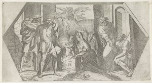 Tilbedelse av Shepherds Paintings in the Loggia of Raphael (serietittel) av Orazio Borgianni