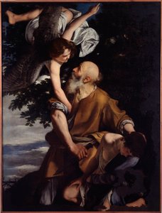 Binding av Isaac (olje på lerret av Orazio Gentileschi