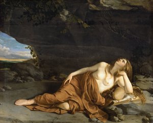 Marie Madeleine angrende - angrende Maria Magdalena - Orazio Gentileschi (1563-1638). Olje på lerret, ca 1625. Dimensjon : 163x208 cm. Kunsthistorisk museum, Vienne av Orazio Gentileschi
