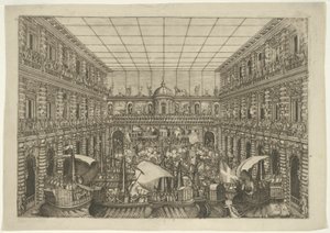Naumachia i gårdsplassen til Palazzo Pitti av Orazio Scarabelli