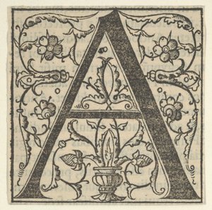 Forbokstav A med girlander, midten av 1500-tallet., midten av 1500-tallet. av Oronce Fine