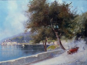 Racing on the Lake (olje på lerret) av Oscar Ricciardi