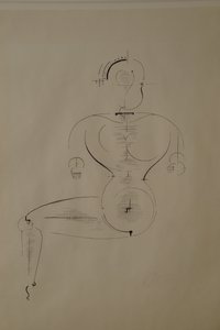 Figur fra siden: Figur H2 Sittende, 1921. av Oskar Schlemmer