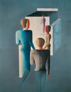 Fire figurer og en kube av Oskar Schlemmer