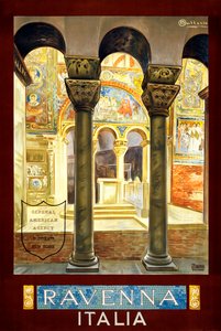Ravenna reiseplakat, ca. 1925 (farge litho) av Osvaldo Ballerio