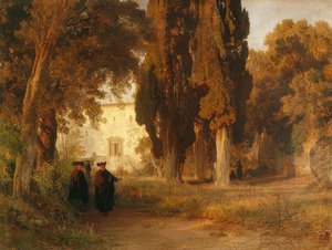 Klosterhagen. Etter 1857 av Oswald Achenbach