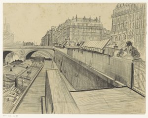 Utsikt over Quai des Grands-Augustins i Paris av Oswald Heidbrinck