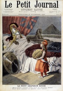 Rødhette. Tegneserie om Fachoda og ambisjonene til den "forræderske Albion"". Gravering av F. Méaulle etter Tofani. «The Petity Journal», 20. november av Oswaldo (after) Tofani