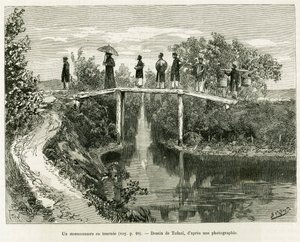 En misjonær i sin tur. Gravering av Tofani, for å illustrere historien Trente mois au Tonkin, i 1884, av doktor Paul Hocquard, i le tour du monde 1890, under ledelse av Edouard Charton (1807-1890), Hachette, Paris. av Oswaldo Tofani