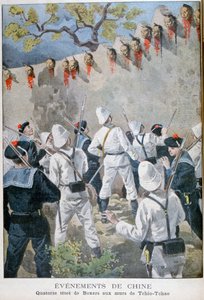 Fjorten hoder av boksere på veggene i Tchio-Tchao, Kina, 1900 av Oswaldo Tofani