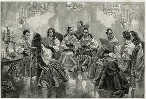 Narcisso kinesisk varemesse, Daraga, Filippinene. Gravering av Tofani, for å illustrere historien "" Reisen til Filippinene"" av Oswaldo Tofani