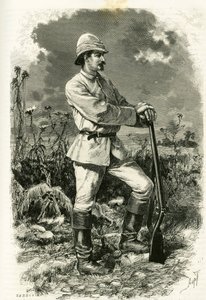 Portrett av Dr. Emile Holub, i en utforskningsdrakt, gravert av Tofani, for å illustrere historien «Au pays des Marutses», i 1875-1879, av Dr. Emile Holub (1847-1902). Publisert i Tour du monde, 2. semester 1883, redigert av Edouard Charton (1807-1890) av Oswaldo Tofani