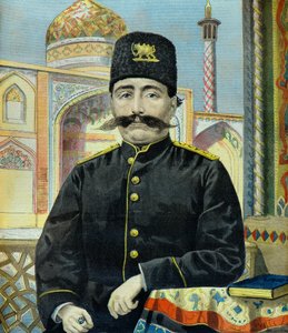 Portrett av sjahen av Persia, sjah Mozaffer Ed Dine (gravering)