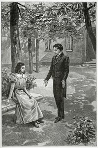 Victor Hugo erklærer sin kjærlighet til Adèle Foucher, 1800-tallet (bw-gravering)