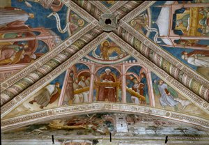 Saint Augustine, som sitter til venstre og lærer de syv liberale kunstene. (Fresco