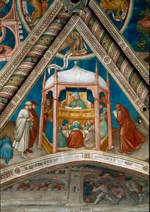 Saint Augustine underviste i retorikk i Kartago. (Fresco