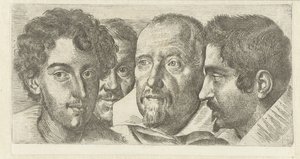 Portret van Cosimo Orsino, Cesare Bartolotti, Sigmund Laire og en selvportret av Ottavio Leoni av Ottavio Mario Leoni