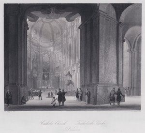 katolske kirke, Dresden (gravering) av Otto (after) Wagner