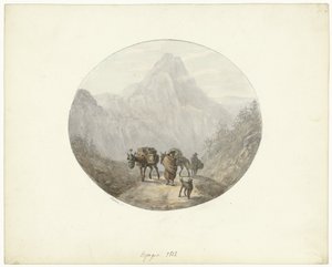 Fjelllandskap i Spania, med esler av Otto Baron Howen