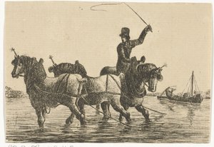 Tre trekkhester i vannet av Otto Baron Howen