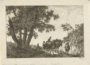 Landskap med esler og reisende av Otto Baron Howen
