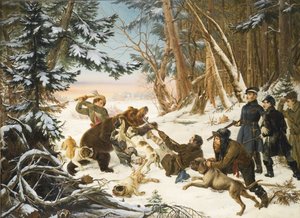 Tsarevich Alexander Nikolaevich på bjørnejakt i utkanten av Moskva, 1843 av Otto Grashof