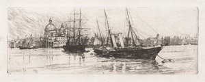 To båter, Venezia, 1880. av Otto H. Bacher