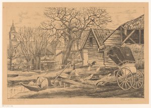 Landsby ved vannet av Otto Hanrath (signed by artist)