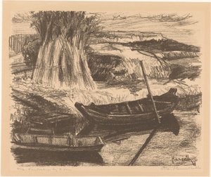 Landskap nær Amsterdam (original tittel på objekt) av Otto Hanrath (signed by artist)