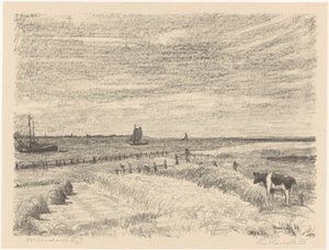 Nes (Ameland) (original tittel på objekt) av Otto Hanrath (signed by artist)