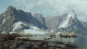 Snølandskap fra Reine, Lofoten