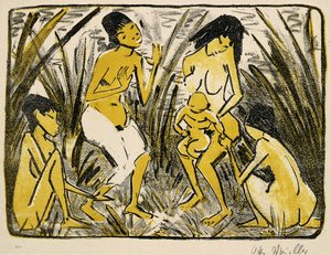 Oppdagelsen av Moses, 1920 av Otto Mueller