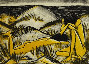 Dunes en sittende og jente liggende av Otto Mueller