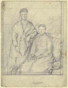Dobbeltportrett: stående og sittende figur av Otto Scholderer