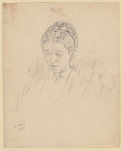 Luise Scholderer, sittende i en lenestol av Otto Scholderer