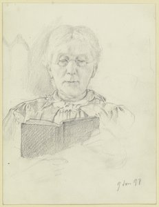 Luise Scholderer leser av Otto Scholderer