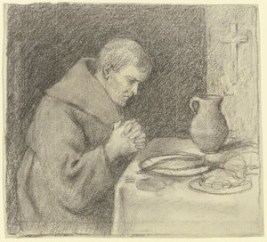 Munk under bordbønnen av Otto Scholderer