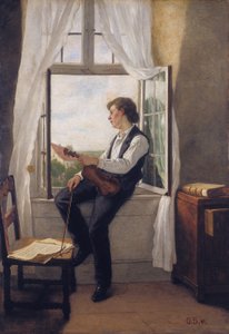 Fiolinisten ved vinduet av Otto Scholderer