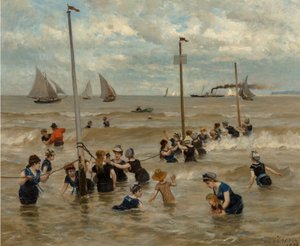 Bade ved sjøen, 1876. av Otto von Thoren