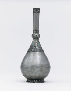 En osmansk turkis innfelt sølvmontert sinkflaske (turkis, sink, sølv) av Ottoman School
