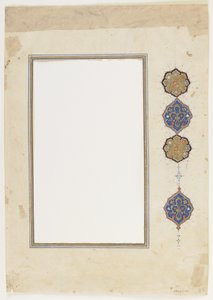 Folio fra en Koran (grense), løsrevet manuskriptkant, 2. halvdel av 1500-tallet (blekk, ugjennomsiktig akvarell og gull på papir) av Ottoman School