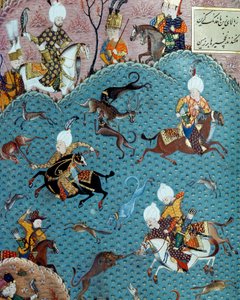 Jaktscene i nærvær av Sultan Murad II (Murat) (1404-1451) Miniatyr fra 1600-tallet. Istanbul, Topkapi Sarayi museumsbibliotek av Ottoman School