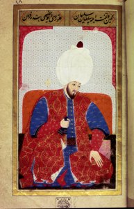 Soliman (Suleyman) I the Magnificent (1494-1566), Sultan Ottoman Miniature fra manuskriptet "" Human Physiognomy (Om personlige arrangementer av ottomaner) av Seyyid Lokman Hussein. (Ms. ty6087 folio 27b) av Ottoman School