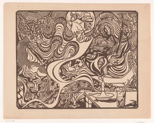 Uten tittel (Symbolisk hallusinatorisk scene) av P.C. Hamburg (possibly)