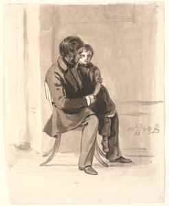 Johan Thomas Lundbye med Olympia Freund på fanget. av P.C. Skovgaard