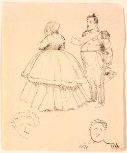 Karikatur av Frederik VII og grevinne Danner; nedenfor av Christian VIII.