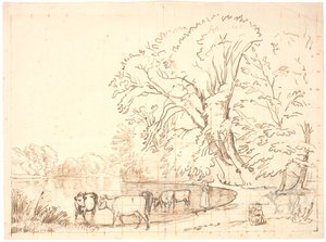 Kyr ved et skogsvann av P.C. Skovgaard